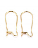 Ganchos aretes. Acero inoxidable. Baño 18KGold. 20 mm largo. 0,7 mm grosor. 10 uds.