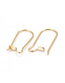 Ganchos aretes. Acero inoxidable. Baño 18KGold. 20 mm largo. 0,7 mm grosor. 10 uds.