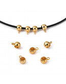 Bail Beads. Acero inoxidable. Color dorado. 5x9x6 mm. 4 mm perforación. 5 uds.