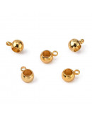 Bail Beads. Acero inoxidable. Color dorado. 5x9x6 mm. 4 mm perforación. 5 uds.