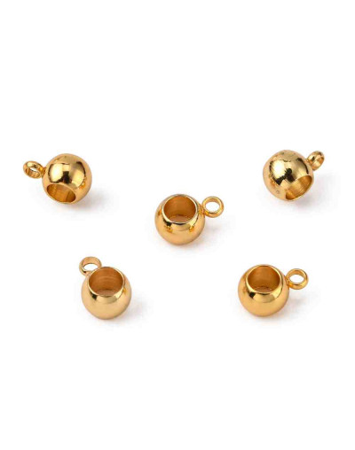 Bail Beads. Acero inoxidable. Color dorado. 5x9x6 mm. 4 mm perforación. 5 uds.