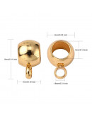 Bail Beads. Acero inoxidable. Color dorado. 5x9x6 mm. 4 mm perforación. 5 uds.