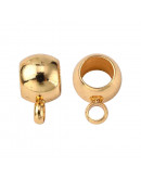 Bail Beads. Acero inoxidable. Color dorado. 5x9x6 mm. 4 mm perforación. 5 uds.
