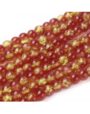 Crackle Glass. Naranja/Rojo. 6 milímetros. 1 mm perforación. 130 uds hilo aprox. 1 hilo.