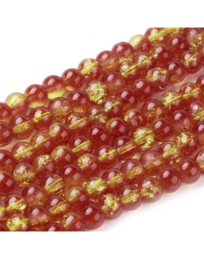 Crackle Glass. Naranja/Rojo. 6 milímetros. 1 mm perforación. 130 uds hilo aprox. 1 hilo.