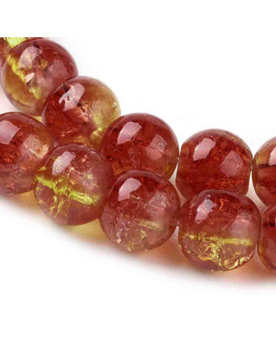 Crackle Glass. Naranja/Rojo. 6 milímetros. 1 mm perforación. 130 uds hilo aprox. 1 hilo.