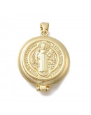 Religión: San Benito. Portafotos. Aleación cobre. Baño 18k Gold. 26.5x22x7 mm. 3.5x4 mm cierre. 1 ud