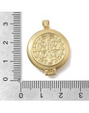 Religión: San Benito. Portafotos. Aleación cobre. Baño 18k Gold. 26.5x22x7 mm. 3.5x4 mm cierre. 1 ud