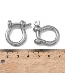 Cierre Ring Clip. Acero inoxidable. Color plateado. 26x25x4~8.5 mm. 2.3 mm perforación. 1 ud.