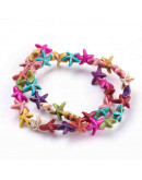 Turquesa sintética. Estrellas de mar. Colores varios. 14x14x5 mm. 1,5 mm perforación. 35 uds hilo.