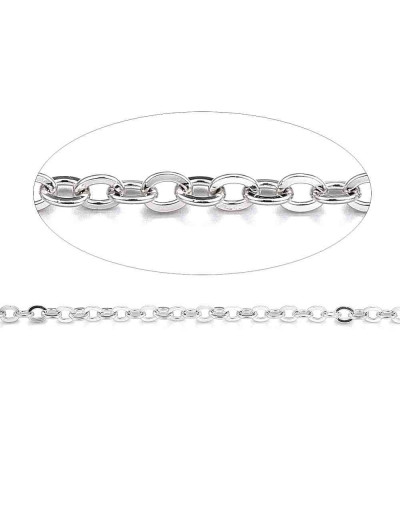 Acero inoxidable. Color plateado. Link ovalado. 1.5x1.3x0.3 mm. 1 mt.