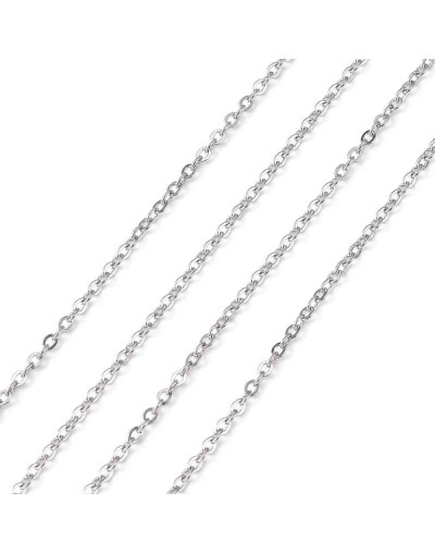 Acero inoxidable. Color plateado. Link ovalado. 2.5x2x0.5 mm. 25 mts.