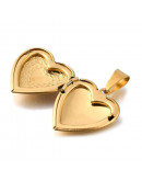 Corazón. Portafotos. Acero Inoxidable. Baño 18KGold. 25x22.5x6 mm. 7.5x3 mm cierre. 1 ud.