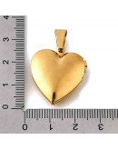 Corazón. Portafotos. Acero Inoxidable. Baño 18KGold. 25x22.5x6 mm. 7.5x3 mm cierre. 1 ud.