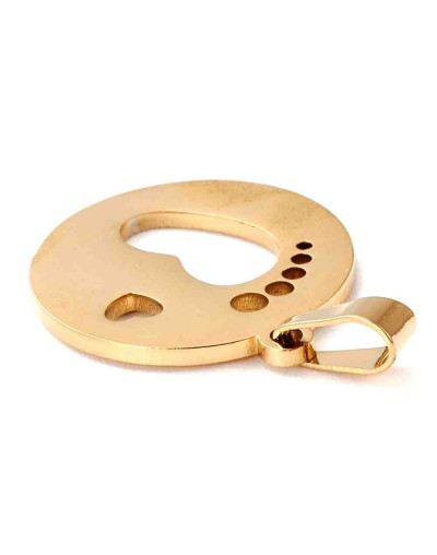 Huella+Corazón. Acero Inoxidable. Color dorado. 20x17.5x1 mm. 5x3 mm cierre. 1 ud.