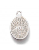 Religión: San Benito. Acero inoxidable. Color plateado. 14.5x9x0.5 mm. 1.2 mm agujero. 1 ud.