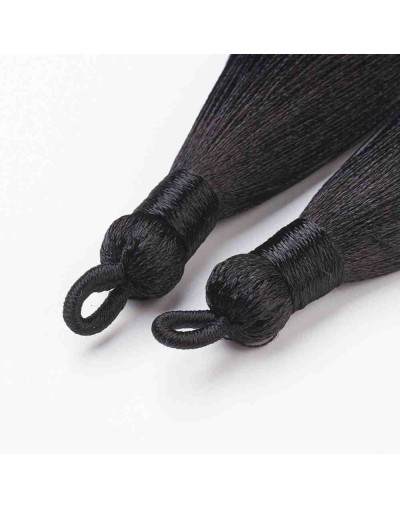 Tassel. Nylon. BLACK. 83~92x9~10 mm. Agujero 1.5~4 mm. 2 uds.