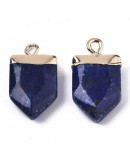 Lapislazuli. Engarce de aleación. Color dorado. 19x10.5x4.5 mm. Agujero 1,5 mm. 1 ud.