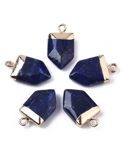 Lapislazuli. Engarce de aleación. Color dorado. 19x10.5x4.5 mm. Agujero 1,5 mm. 1 ud.