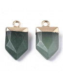 Aventurina Verde. Engarce de aleación. Color dorado. 19x10.5x4.5 mm. Agujero 1,5 mm. 1 ud.