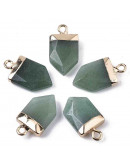 Aventurina Verde. Engarce de aleación. Color dorado. 19x10.5x4.5 mm. Agujero 1,5 mm. 1 ud.