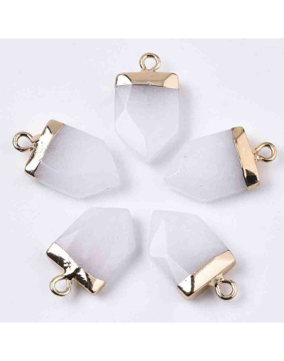 Jade Blanco. Engarce de aleación. Color dorado. 19x10.5x4.5 mm. Agujero 1,5 mm. 1 ud.