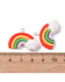 Nube+Arcoiris (2). Resina+Aleación de cobre. Color plateado. 19.5x28x7 mm. 1.5 mm perforación. 2 ud.