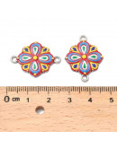Flor. Impresión 3D. Aleación de cobre. Color plateado. 18x24x3 mm. 1.8 mm perforación. 2 uds.