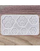 Molde silicona. Para resina. Huellas. 67x127x5 mm. 2 mm perforación. 1 ud.