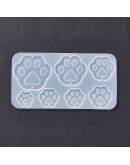 Molde silicona. Para resina. Huellas. 67x127x5 mm. 2 mm perforación. 1 ud.