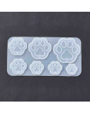 Molde silicona. Para resina. Huellas. 67x127x5 mm. 2 mm perforación. 1 ud.