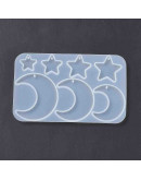 Molde silicona. Para resina. Dijes: Astronomía. 66x107x5 mm. 1.5 mm perforación. 1 ud.