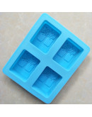 Molde para jabones. Rectángulo: Arbol. 4 espacios. Grado alimentario. 205x165x35 mm. 1 ud.