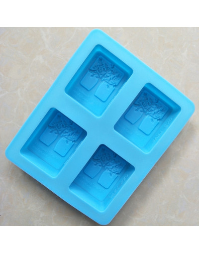 Molde para jabones. Rectángulo: Arbol. 4 espacios. Grado alimentario. 205x165x35 mm. 1 ud.