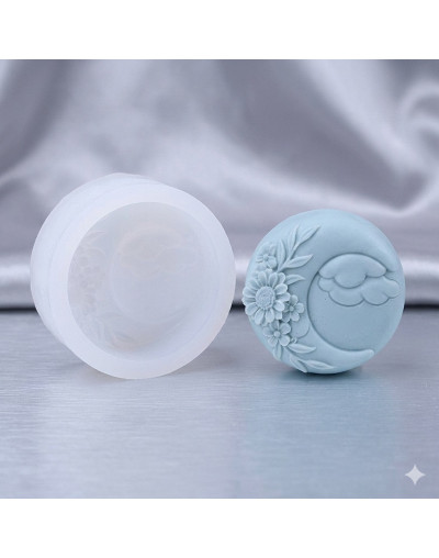 Molde para jabones. Flores y luna. Grado alimentario. 73x38 milímetros. 1 ud.