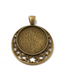 Moneda. Aleación de cobre. Color Bronce. 44x36x2 mm. 5x7 mm cierre. Trabajo 25 mm. 2 uds.
