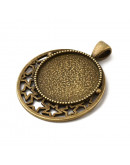Moneda. Aleación de cobre. Color Bronce. 44x36x2 mm. 5x7 mm cierre. Trabajo 25 mm. 2 uds.
