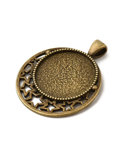 Moneda. Aleación de cobre. Color Bronce. 44x36x2 mm. 5x7 mm cierre. Trabajo 25 mm. 2 uds.