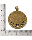 Moneda. Aleación de cobre. Color Bronce. 44x36x2 mm. 5x7 mm cierre. Trabajo 25 mm. 2 uds.