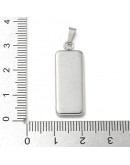 Rectángulo. Acero inoxidable. Color Plateado. 30x11x2 mm. 5x2.5 mm cierre. Trabajo 10x25 mm. 2 uds.
