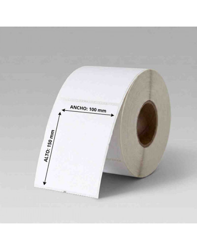Etiquetas adhesivas para impresora térmica. 100  mm ancho x 150 mm alto. Rollo 500 unidades.