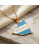 Mapa Nicaragua. Aleación+Esmalte. Baño 18k Gold. 22x20x2,5 mm. 2x3 mm cierre. 1 unidad.