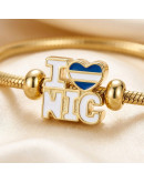 Nicaragua+Corazón. Pandora Charm. Aleación Cobre. Baño 18KGold. 15x14x8 mm.5 mm perforacion. 1 ud.