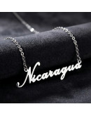 Nicaragua: Texto. Acero inoxidable. Color Plateado. Cadena 45 cm. Extensión 5 cm. 1 set.