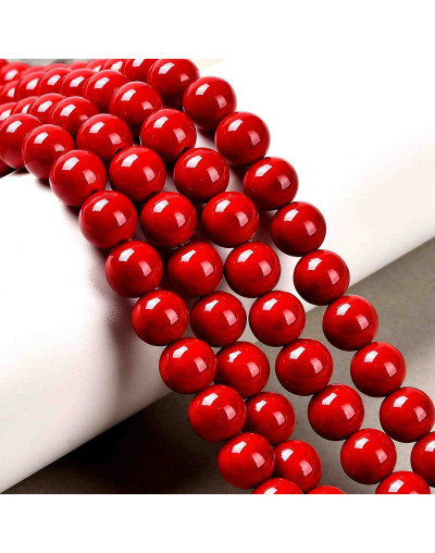 Jade Mashan. Red Teñido. 08 mm diámetro. 1 mm perforación. 45 uds hilo aprox. 1 hilo.