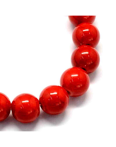 Jade Mashan. Red Teñido. 08 mm diámetro. 1 mm perforación. 45 uds hilo aprox. 1 hilo.