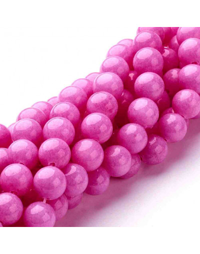 Jade Mashan. Magenta Teñido. 08 mm diámetro. 1 mm perforación. 45 uds hilo aprox. 1 hilo.