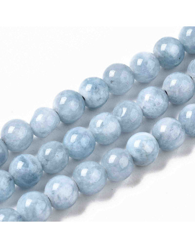 Cuarzo. Aquamarine Teñido. 06 mm diámetro. 1 mm perforación. 60 uds hilo aprox. 1 hilo.