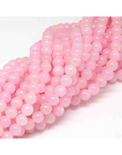 Jade. Hot Pink Teñido. 06 mm diámetro. 1 mm perforación. 60 uds hilo aprox. 1 hilo.