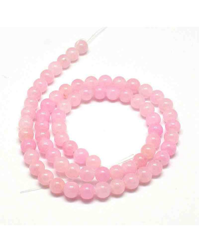 Jade. Hot Pink Teñido. 06 mm diámetro. 1 mm perforación. 60 uds hilo aprox. 1 hilo.